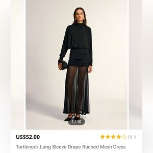 Commense Black Long Sleeve Mesh Dress